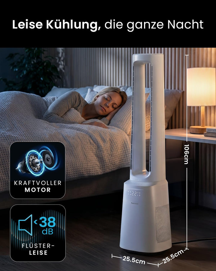 Pro Breeze 105cm rotorloser Ventilator mit Luftreiniger, Turmventilator sehr leise mit Fernbedienung