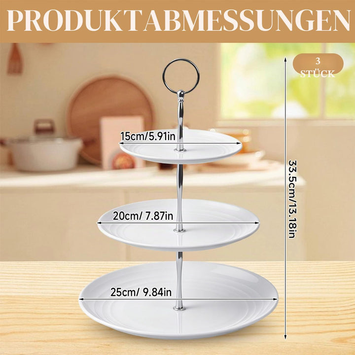 3 Stück Etagere 3 Etagen, Ø 25/20/15 cm Transparentes 3 etagen Kuchenständer, Elegante Etagere für D