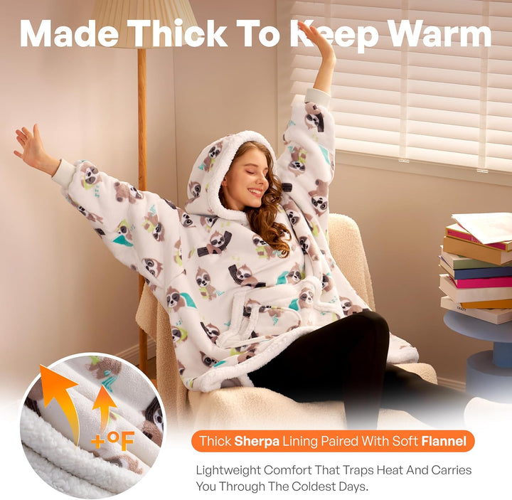 Giggling Getup tragbare Decken Hoodie – Übergrosse Flanell Sherpa Fleece Sweatshirt Decke für Erwach