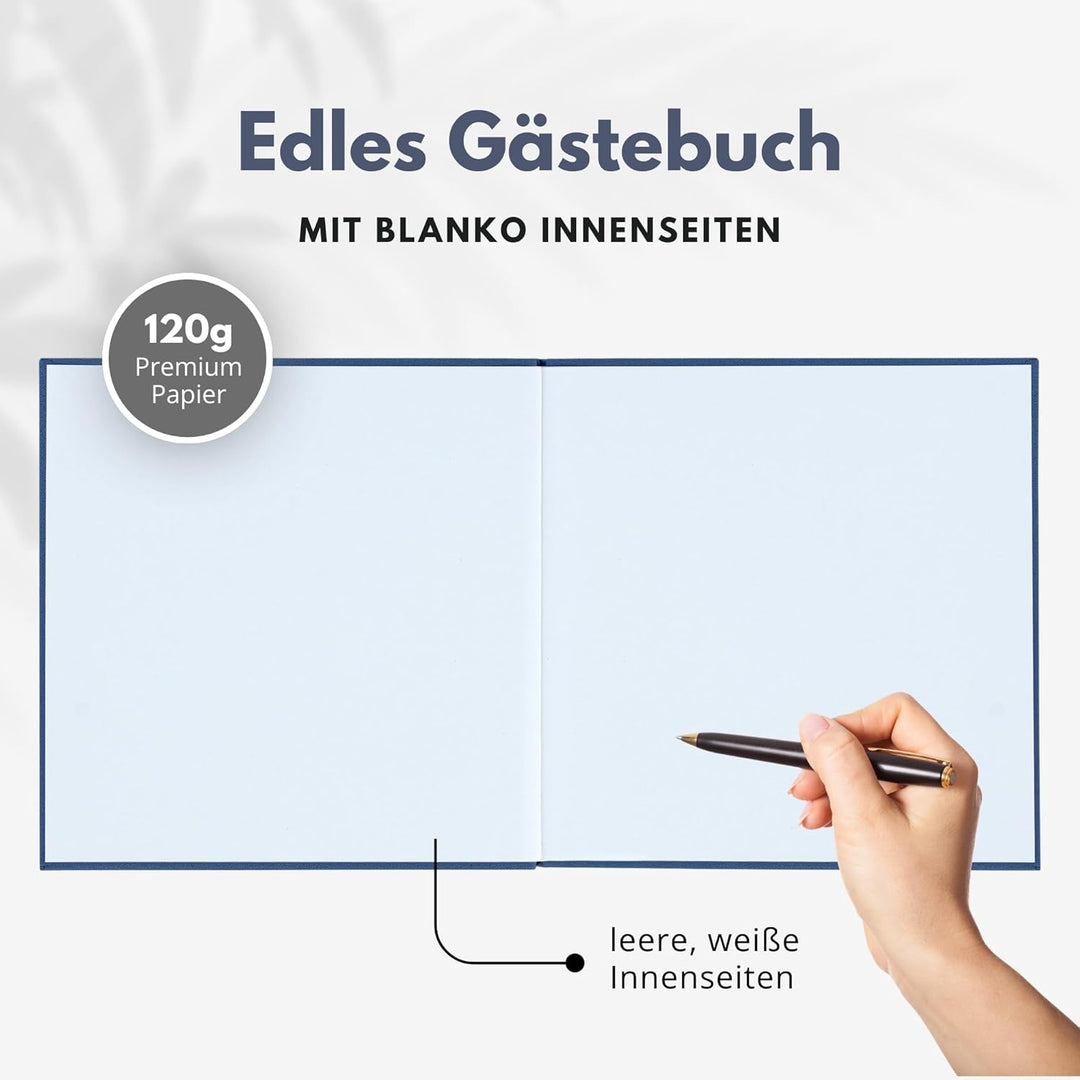 Gästebuch blanko 104 Seiten mit Leinen-Bezug und edler Prägung | Geburtstag Hochzeit Ferienwohnung T