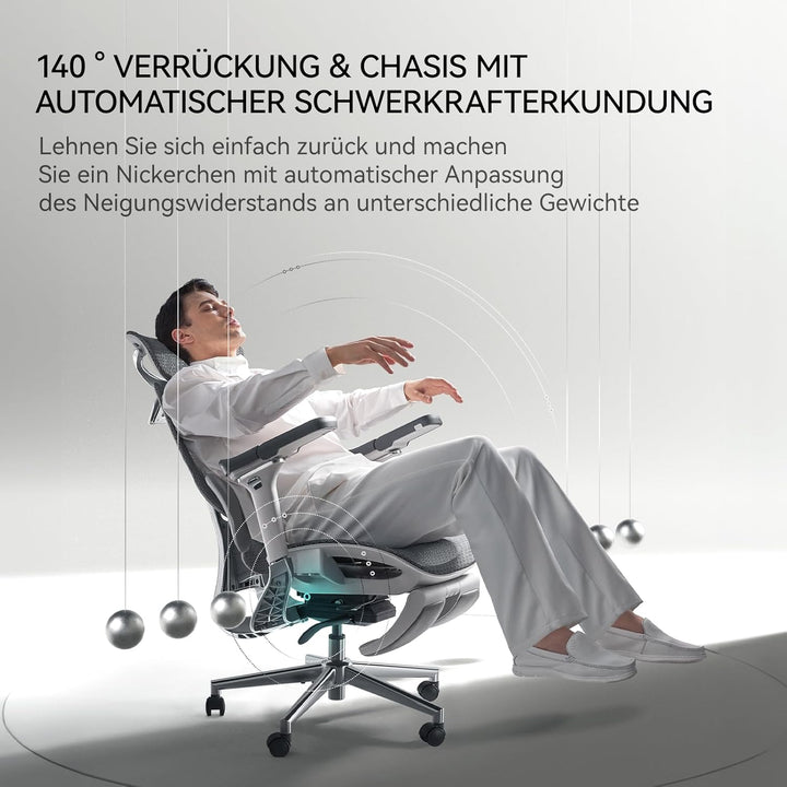 Hbada Ergonomischer Bürostuhl E3 Pro • 3-Zonen Lendenstütze • 4D Kopfstütze • 6D Armlehnen • Fussstü