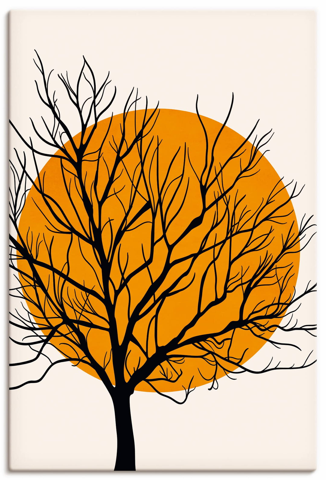 ARTland Leinwandbilder Wandbild Bild auf Leinwand 40x60 cm Wanddeko Minimalismus Sonne Baum Silhouet