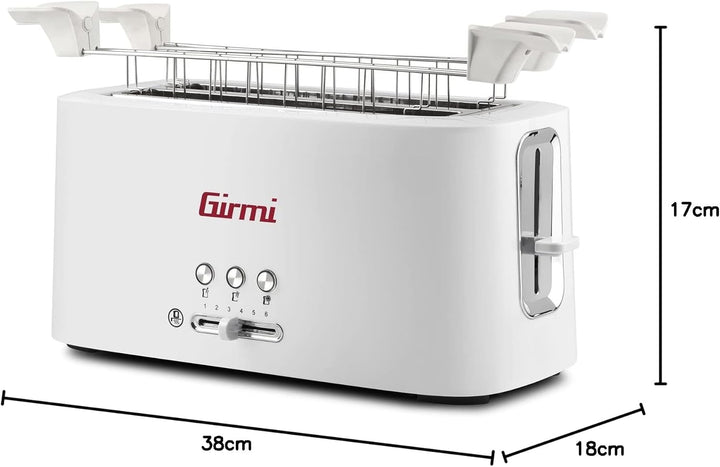 Girmi TP91 Toaster XL, 1500 W, Kunststoff, weiss 4 Toast, 4 Toast