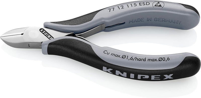 Knipex Elektronik-Seitenschneider ESD mit Mehrkomponenten-Hüllen 115 mm 77 12 115 ESD runder Kopf, m