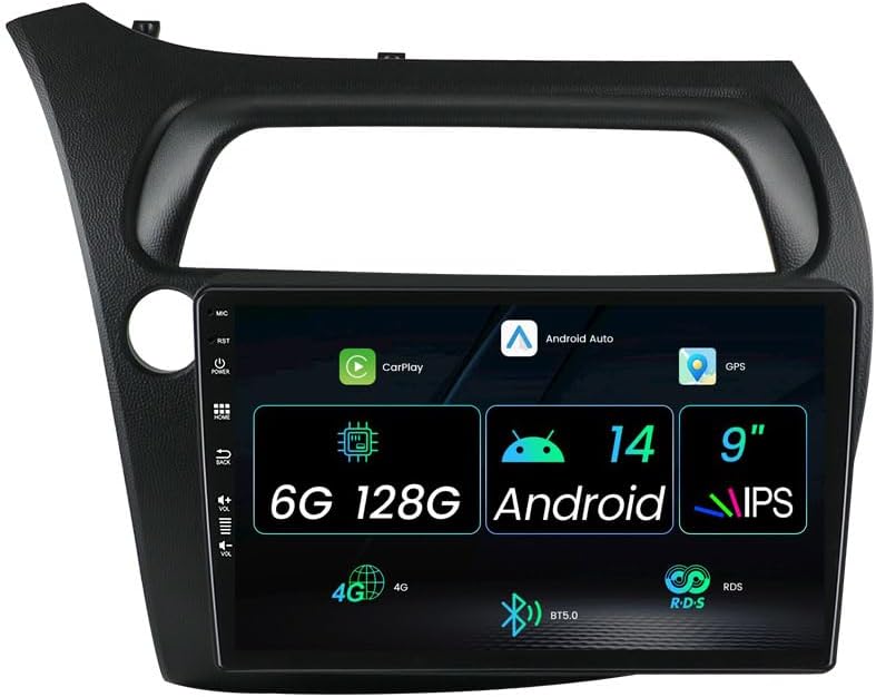 Autoradio Autoradio Media Player 2 DIN Touchscreen 9 Zoll für Honda Civic Hatchback 2006-2011 Integr