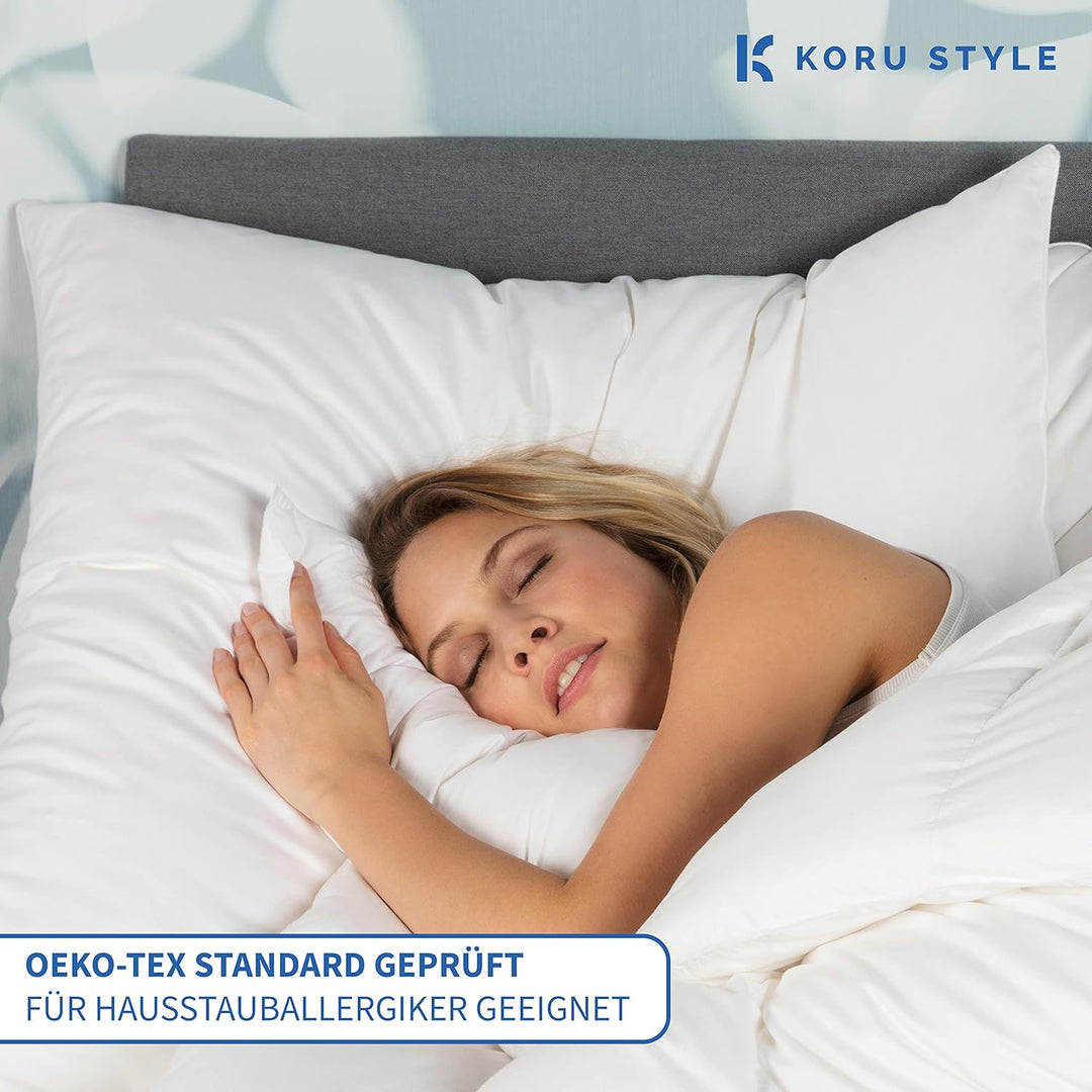 Koru Style Premium 3 Kammer Kopfkissen 40x80 – Grösse 40x80 cm - Federkissen Daunenkissen – Daunen u
