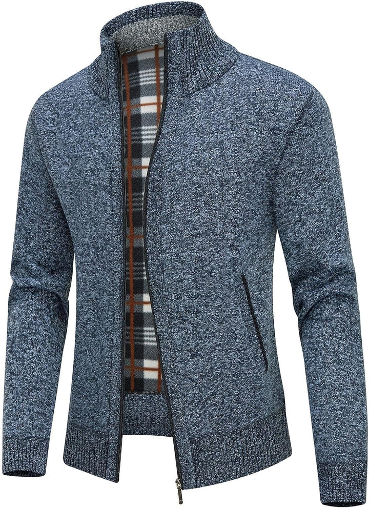KUDORO Strickjacke Herren Cardigan Trachtenjacke mit Reissverschluss Gestrickt Wintermantel Strickja