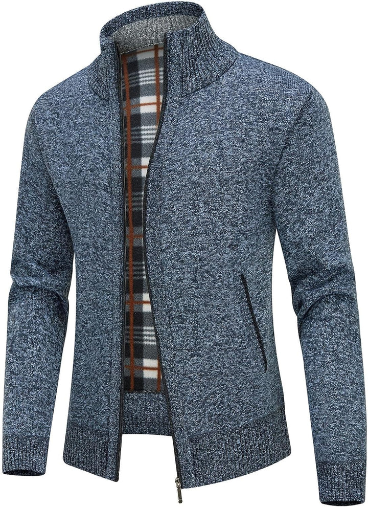 KUDORO Strickjacke Herren Cardigan Trachtenjacke mit Reissverschluss Gestrickt Wintermantel Strickja