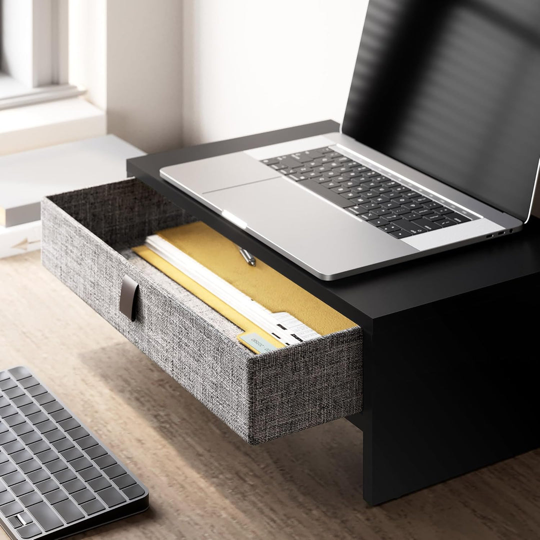 Fenge Monitorständer mit Schublade, 42,5 cm Monitorerhöhung, Desktop-Organizer für PC/Laptop/Drucker
