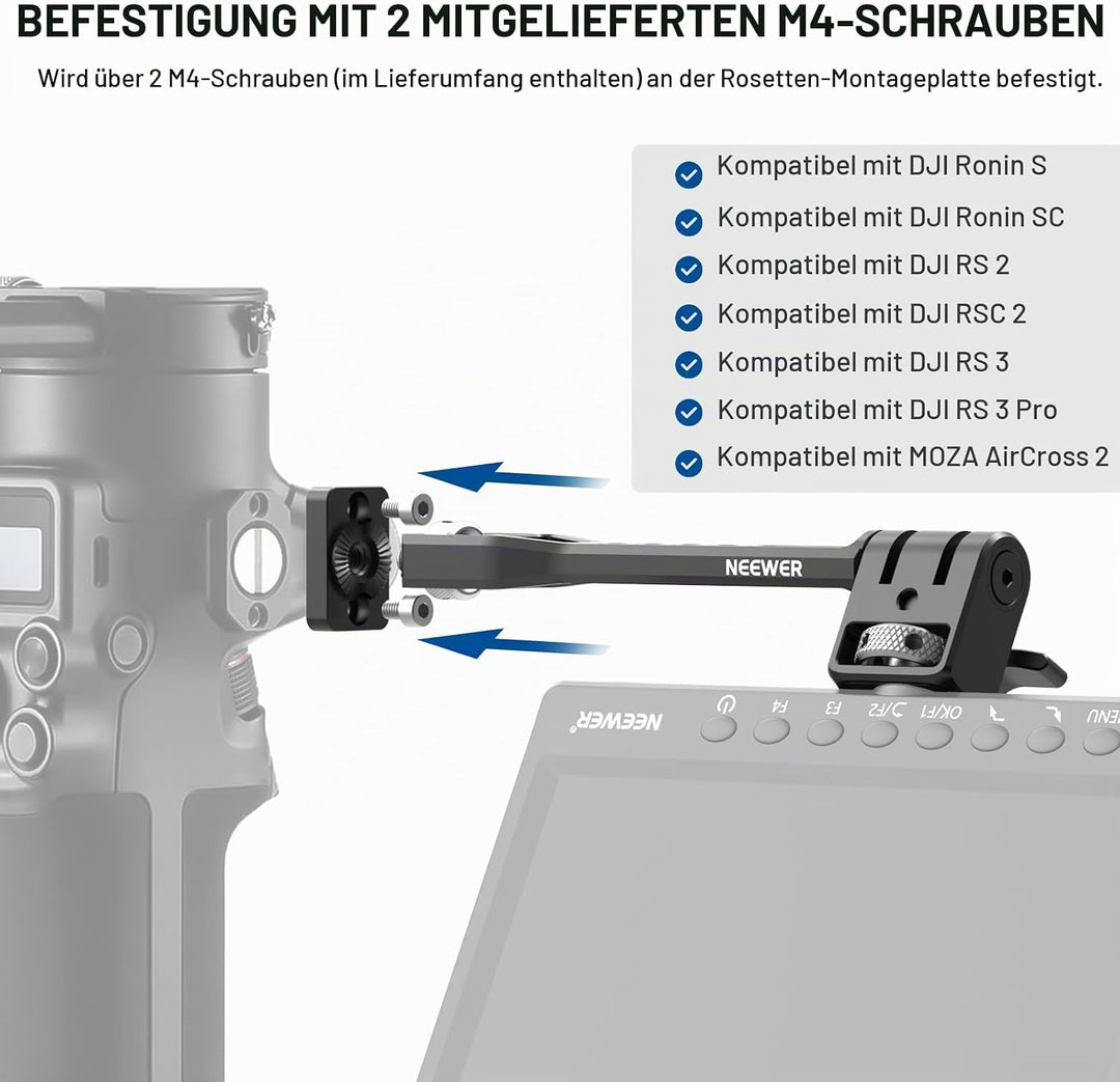NEEWER Verstellbare Feldmonitorhalterung, 360° drehbare Kameramonitorhalterung mit 1/4" Gewinde, Kom
