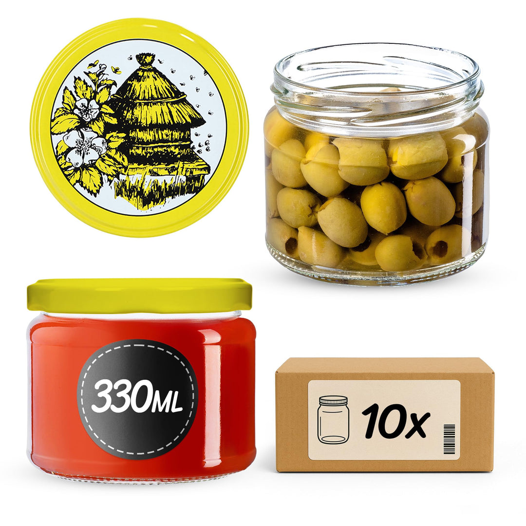 KADAX Einmachgläser mit Schraubdeckel, Marmeladengläser 330ml, Vorratsgläser für Marmeladen, Konfitü