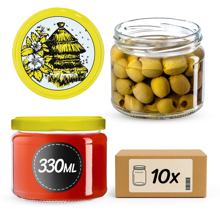 KADAX Einmachgläser mit Schraubdeckel, Marmeladengläser 330ml, Vorratsgläser für Marmeladen, Konfitü