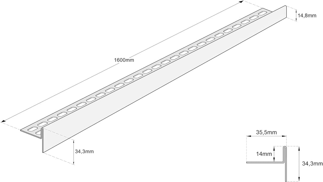 Aquabad Edelstahl Gefälleprofil Clive für begehbare Dusche 160cm, rechtsversion, Kantenhöhe 14mm 160