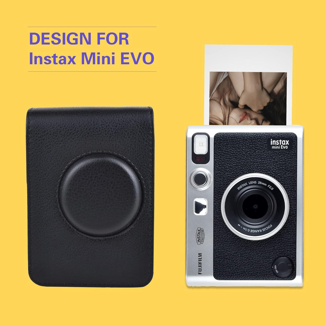 Rieibi Mini EVO Kameratasche, Vintage PU Leder Hülle Schutzhülle für Fujifilm Instax Mini EVO Sofort