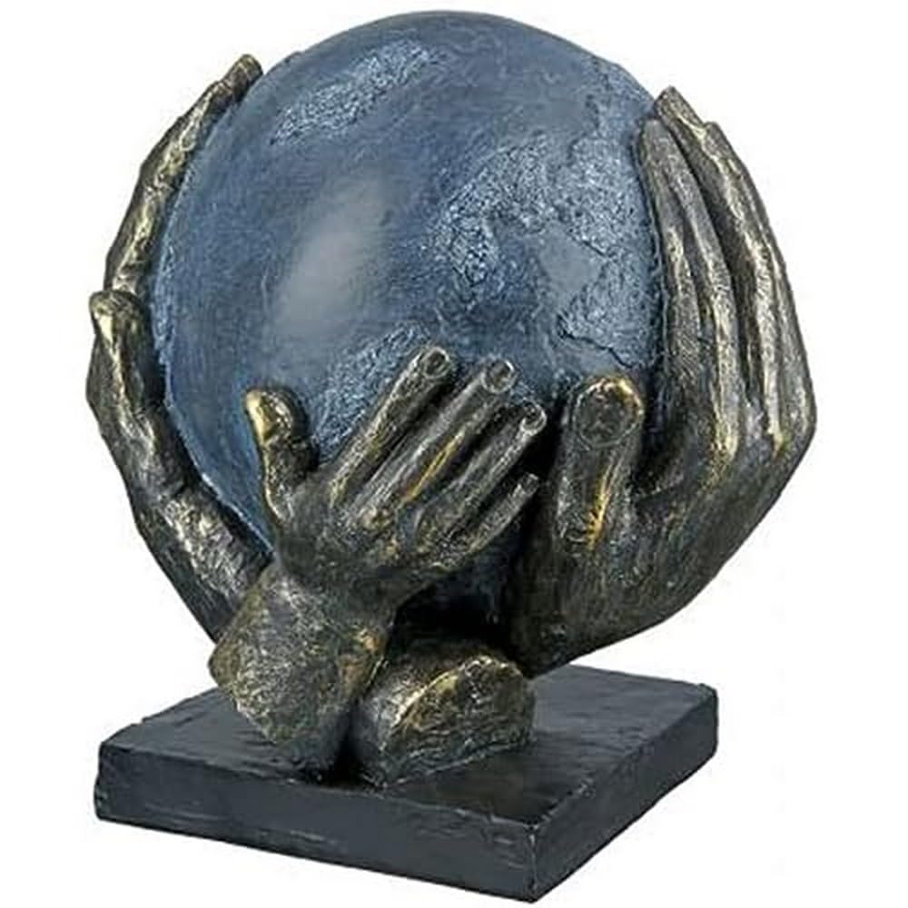 Casablanca modernes Design GILDE Deko Skulptur Figur Save The World - Weltkugel in Händen - Höhe 19