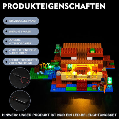 Led Licht Set für Lego Minecraft The Frog House 21256 (Nicht Lego), Led Beleuchtungs Set für Minecra