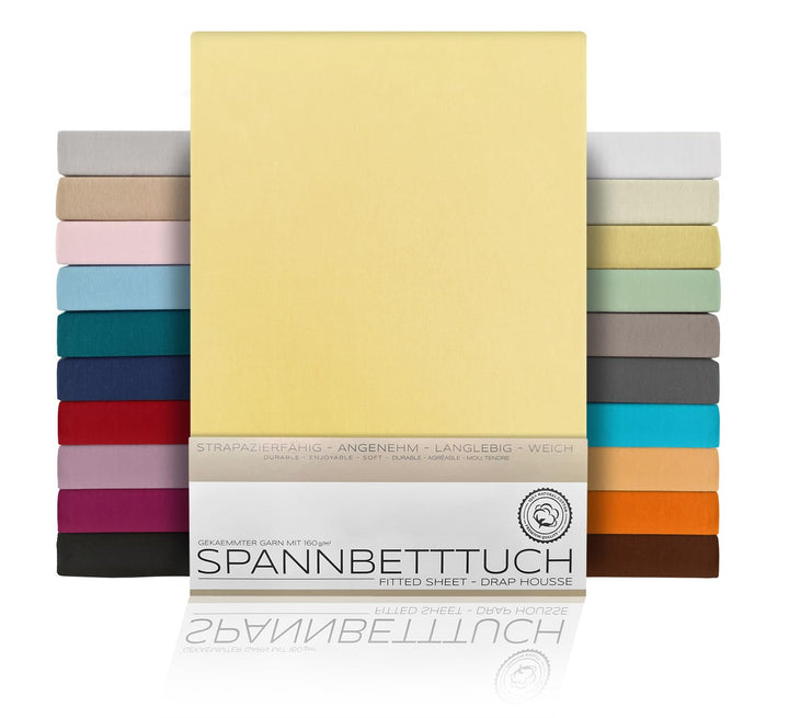BEAUTEX Spannbetttuch Bettlaken aus Baumwolle, Premium Jersey Stoff 160g/m², Grösse und Farbe wählba