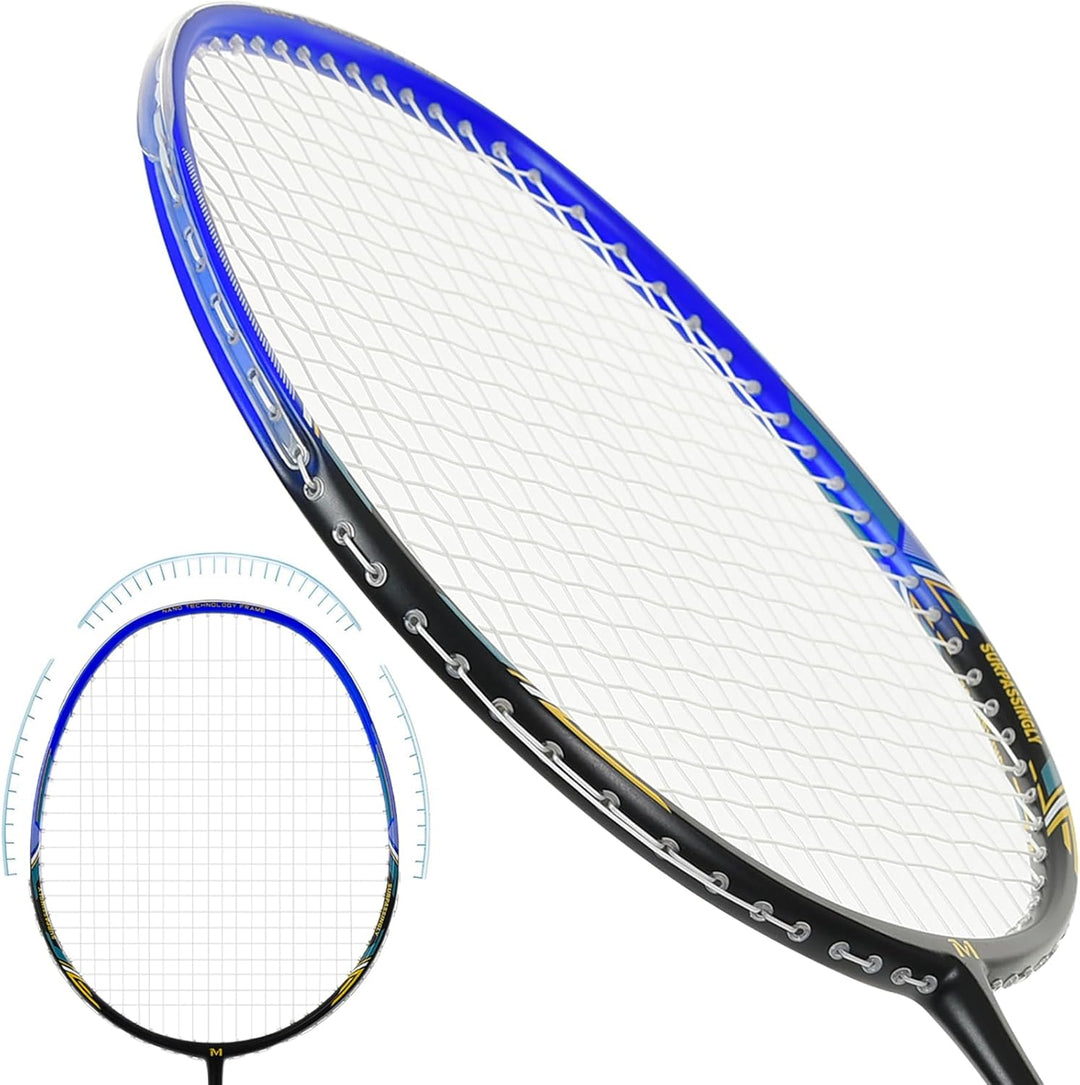 MANJHONG Graphit Badmintonschläger Set 2er Kratzfestes Rahmendesign Leichtgewicht Freizeit Federball