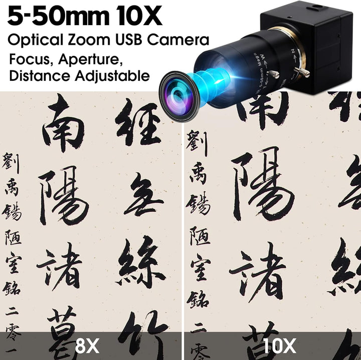 ELP 1080P USB Kamera 5-50mm 10-Fach optisches manuelles Zoomobjektiv, 2 MP USB-Kamera mit CMOS OV271