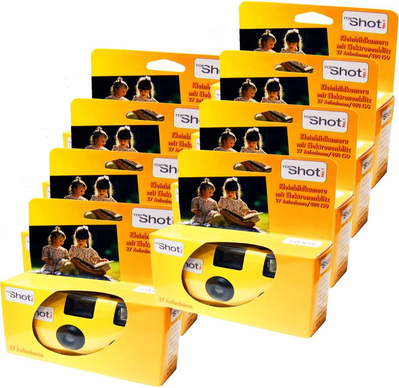 TopShot 400 Einwegkamera mit eingebautem Blitz (Paket mit 8 Kamera, 27 Bilder)