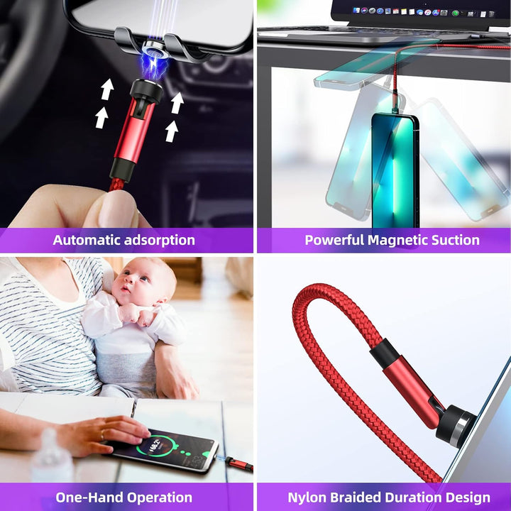 HanCenDa USB C Magnet Ladekabel[1M+2M+3M], 3 in 1 Magnet Ladekabel, 3A QC Schnellladung Datenübertra