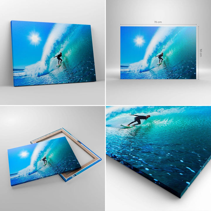 Bilder auf Leinwand Windsurfing strand ozean spass Leinwandbild 70x50cm Wandbilder Dekoration Wohnzi