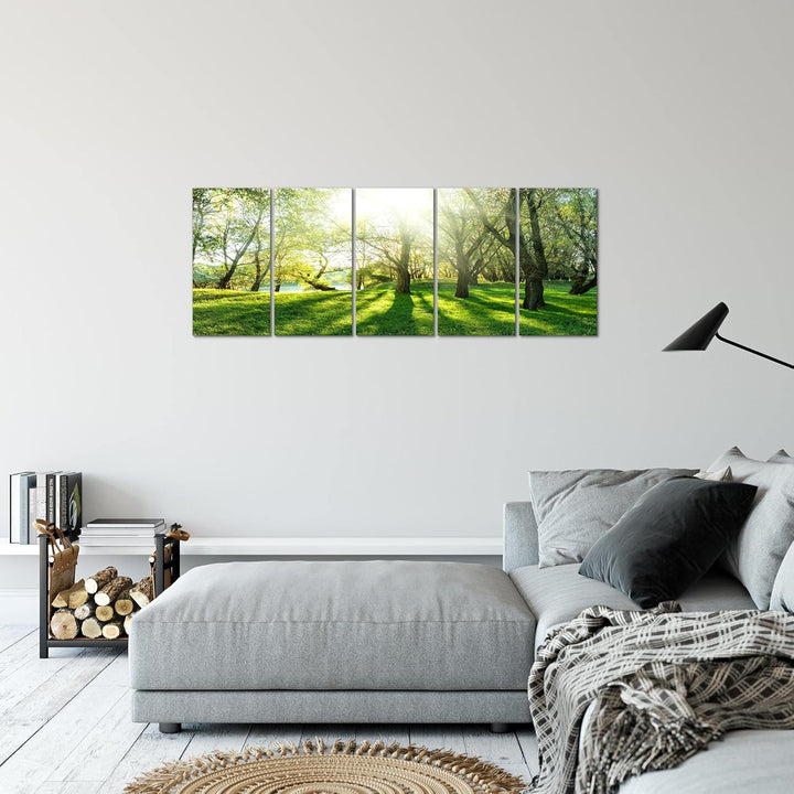Runa Art Bild Wald Landschaft Wandbilder auf Vlies Leinwand 5 Teilig Wanddekoration Schlafzimmer Woh