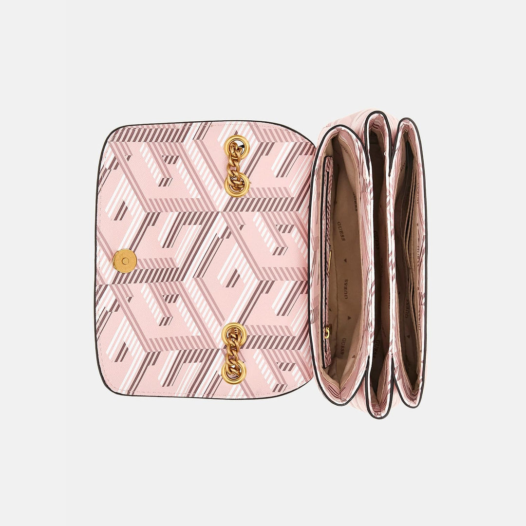 GUESS Damen Montreal Covertible Flap Umhängetasche, Crossbody Pale Rose Logo, Pale Rose Logo