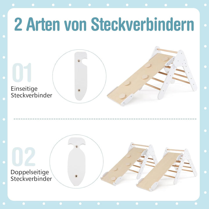 COSTWAY Kletterdreieck mit Rutsche, Kletterbogen, inkl. doppelseitige Rampe, zum Klettern, Rutschen