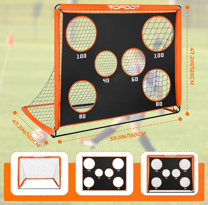 Topdot Kinder Fussballtore, 2-in-1 Fussballtor Faltbares Soccer Tor für Hinterhoftraining &amp; Aufblasb