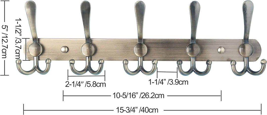 Dseap Garderobenleiste - Schwerlast Garderobenhaken Mit 5 Dreifachhaken, Edelstahl Wandgarderobe, Kl