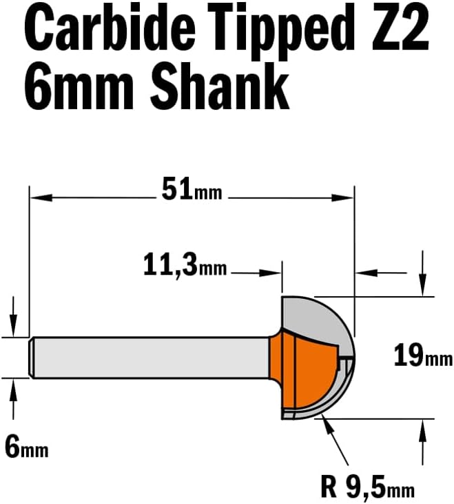 CMT Orange Tools 714.190.11 – Erdbeere Radio konvex HM S 6 D 19 R 9.5