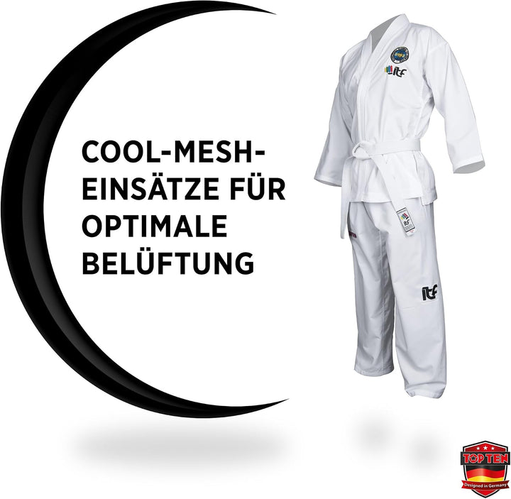 TOP TEN Taekwond-Do Student Dobok „Diamond“ (ITF Approved) 190 Weiss, 190 Wei&amp;