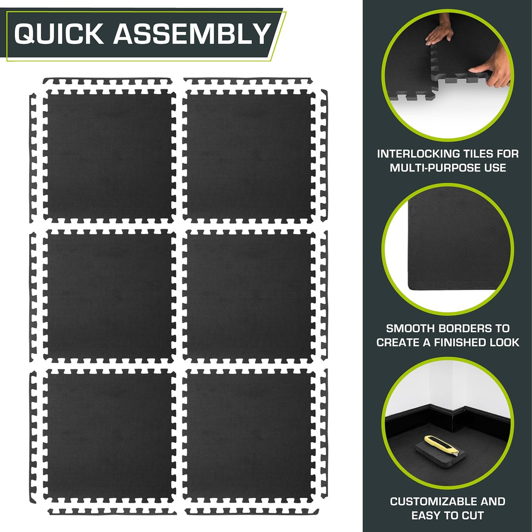 ProsourceFit Extra Thick Puzzle Exercise Mat 1”, EVA Foam Interlocking Tiles for Protective, Cushion