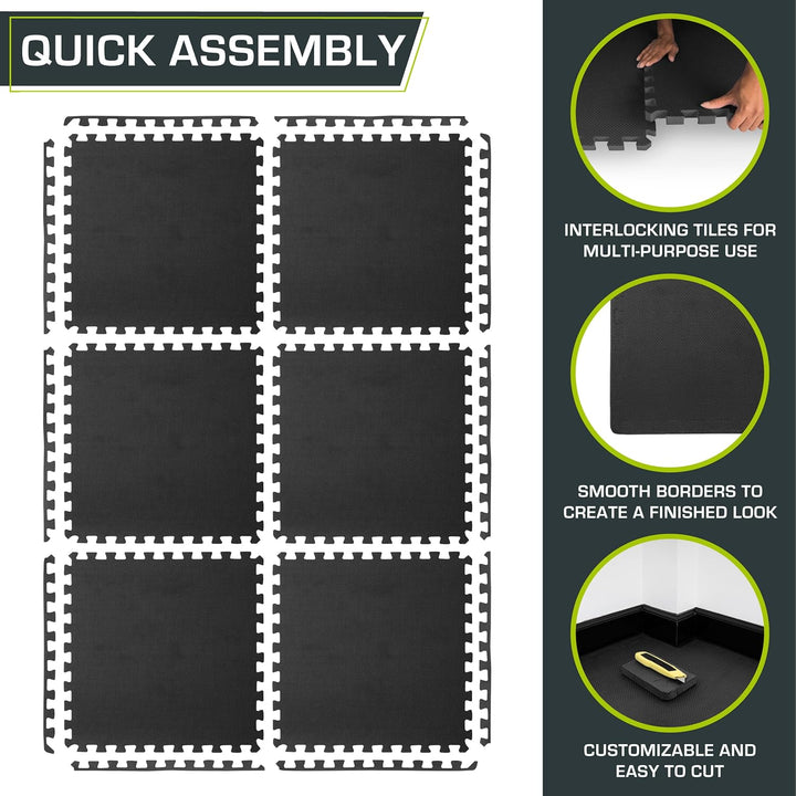 ProsourceFit Extra Thick Puzzle Exercise Mat 1”, EVA Foam Interlocking Tiles for Protective, Cushion