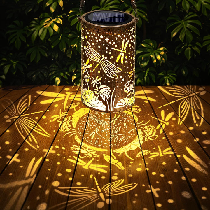 Qedertek Solarlampen für Aussen Garten, 2 Stück LED Metall Libelle Solarlaterne für Aussen Hängend,
