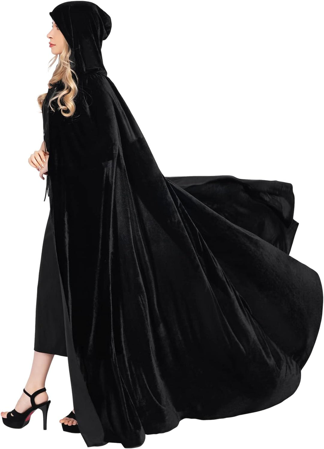 Chitomars Umhang mit Kapuze, gross Size Halloween Umhang Kostüm Damen Samt Cosplay Hexen Vampir Kost