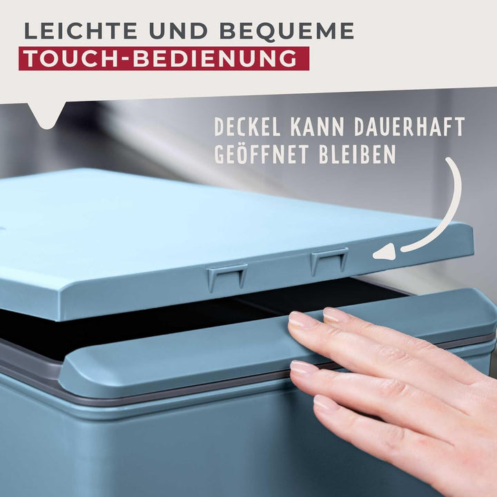 Fackelmann OSLO Touch Abfallsammler 20L, Stahlblau – Ideal als Mehrfachsammler, leicht & robust mit