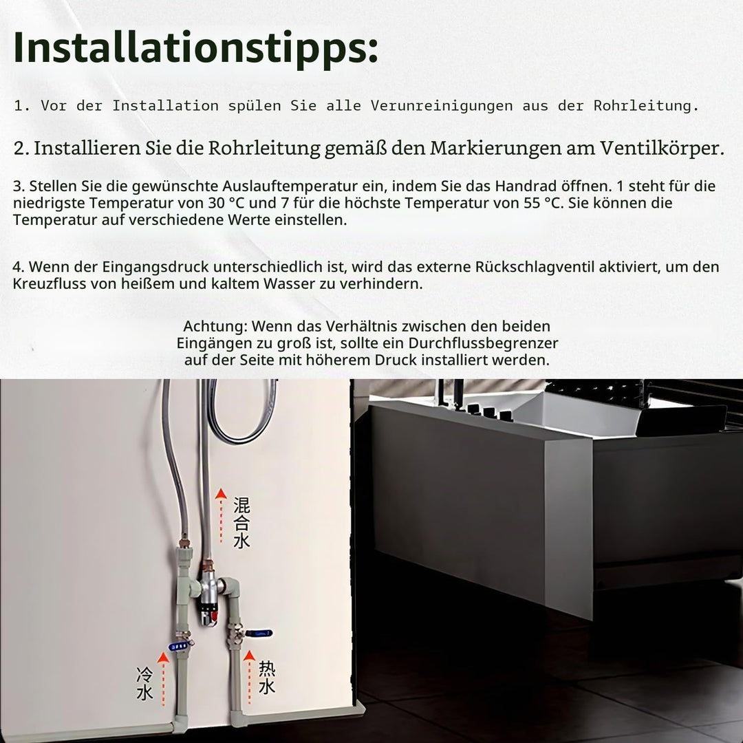 Tyenaza Messing, Kunststoff 3-Wege DN20 Aussengewinde Messing Thermostatisches Mischventil für Solar