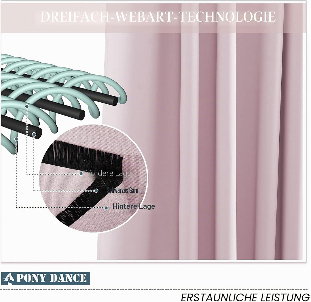 PONY DANCE Extra Lange Gardinen und Vorhänge mit Kräuselband Gardinen Wohnzimmer Modern 2er Set H 26