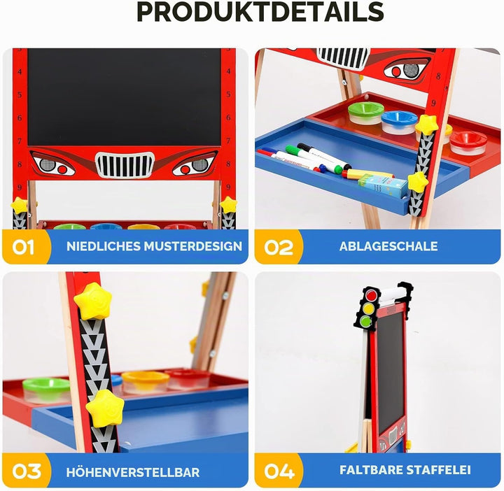 Kinder Tafel Staffelei aus Holz mit Papierrolle Kinder Holz Spielbrett Höhe Einstellbar Schöne Bogen