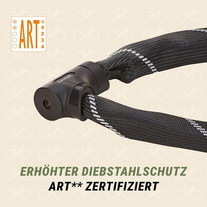 Prophete Fahrradschloss 1100 mm Ø 8,5 mm – ART** zertifiziertes Kettenschloss aus gehärtetem Stahl m