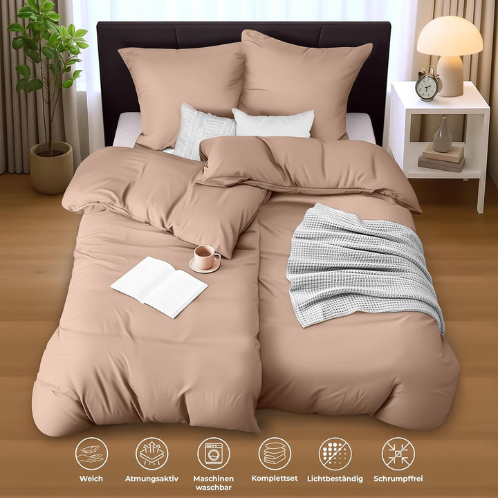 Utopia Bedding Bettwäsche 135x200 4teilig - Mikrofaser 2 Bettbezug 135x200 cm + 2 Kissenbezüge 80x80