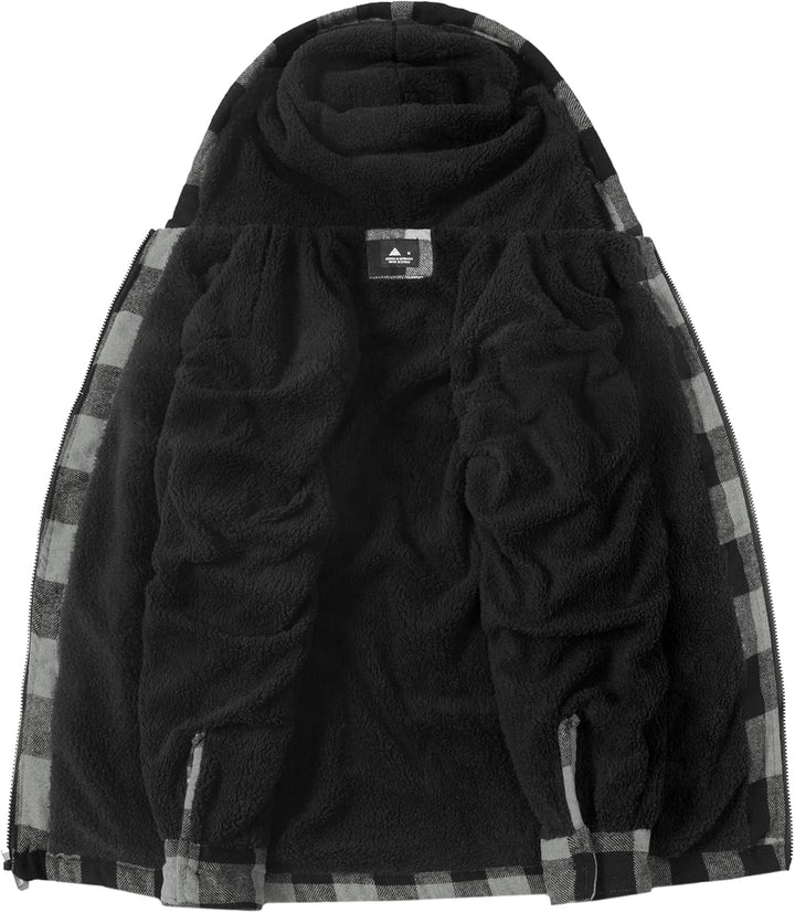 SwissWell Herren Hemdjacke Verdicken Kariertes mit Zipper Flanelljacke Plüschfutter Freizeit Gefütte