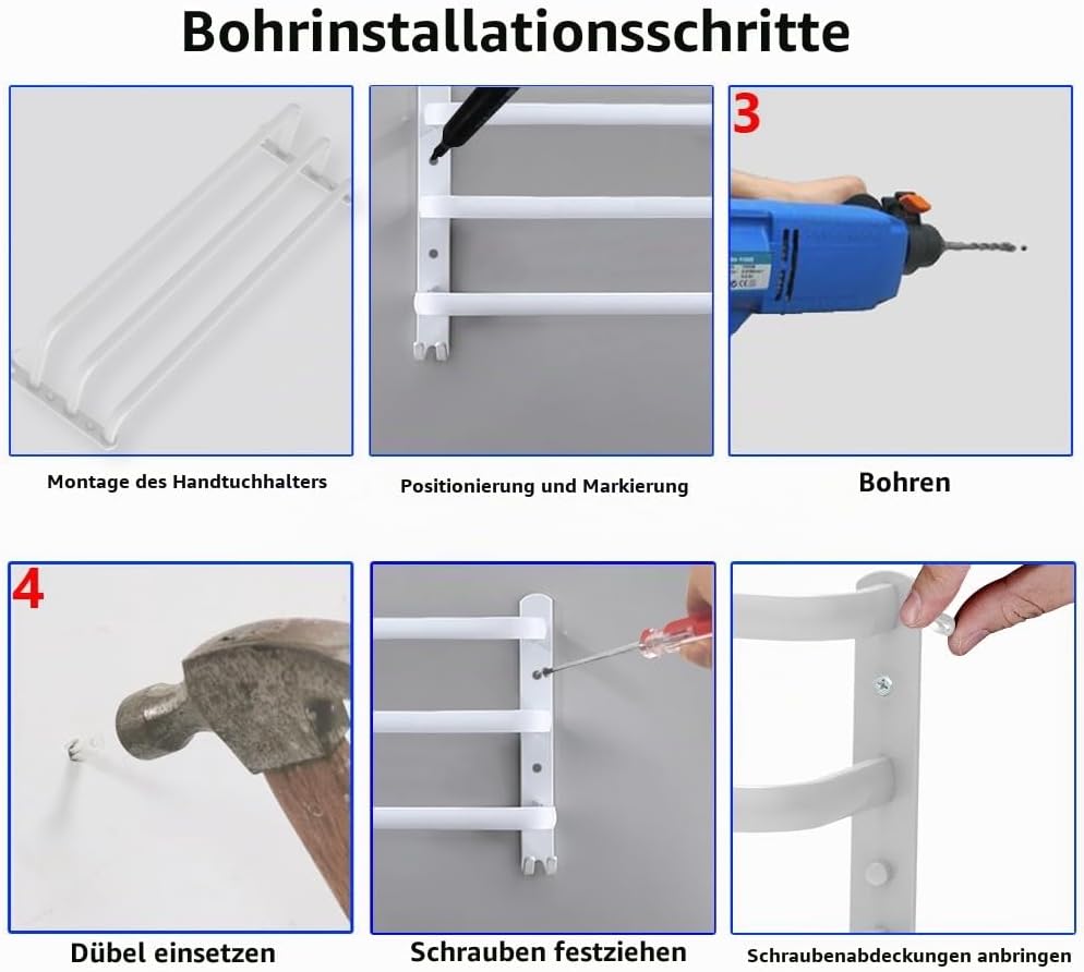 HONPHIER Handtuchhalter Bad 3 Tier Handtuchstange Badezimmer Aluminium Wand-handtuchhalter Handtuchh
