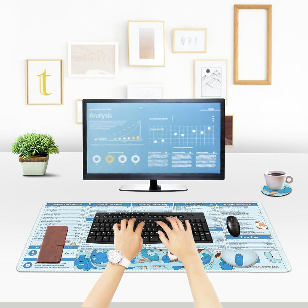 Excel Spickzettel Schreibtischunterlage, grosses Mauspad-Set, Handgelenkstütze, Schreibtischunterlag