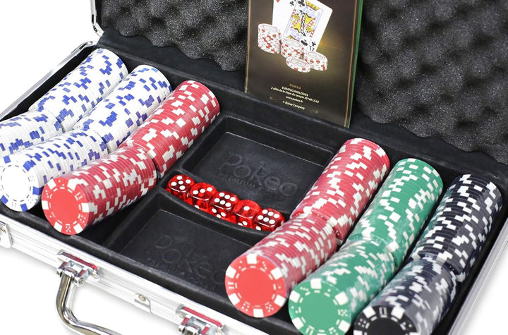 Koffer Dice Basic 300 Chips – Poker-Koffer 300 Pokerchips 11,5 g + Aluminiumkoffer + 2 laminierte Ka