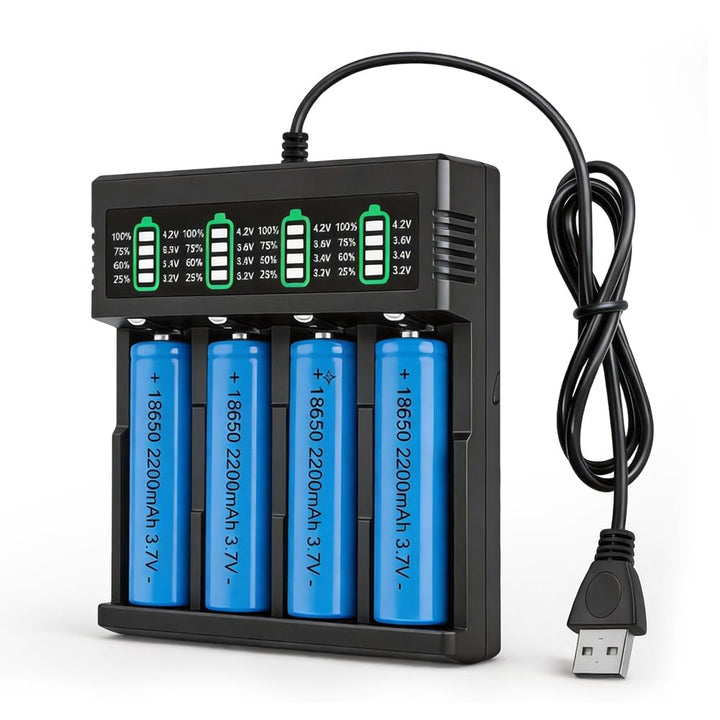3.7v li-ion akku mit Ladegerät, 4 Stück 2200mah Li-Ion Wiederaufladbarer Akku, RC Akk-u Batterie mit