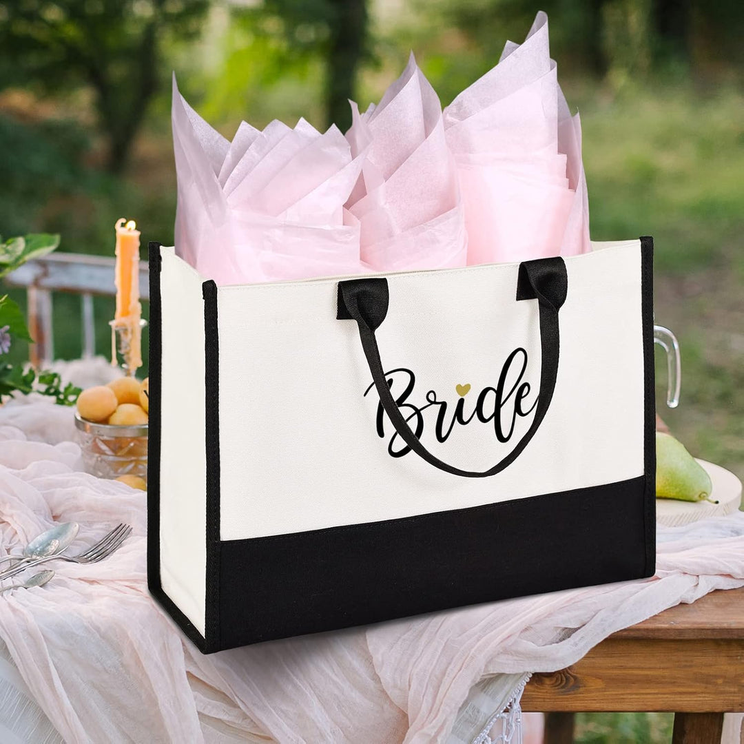 Lamyba Bride Bag with Makeup Bag and Reinforced Bottom, Bride Gifts/Bridal Shower Gifts for Bride, B