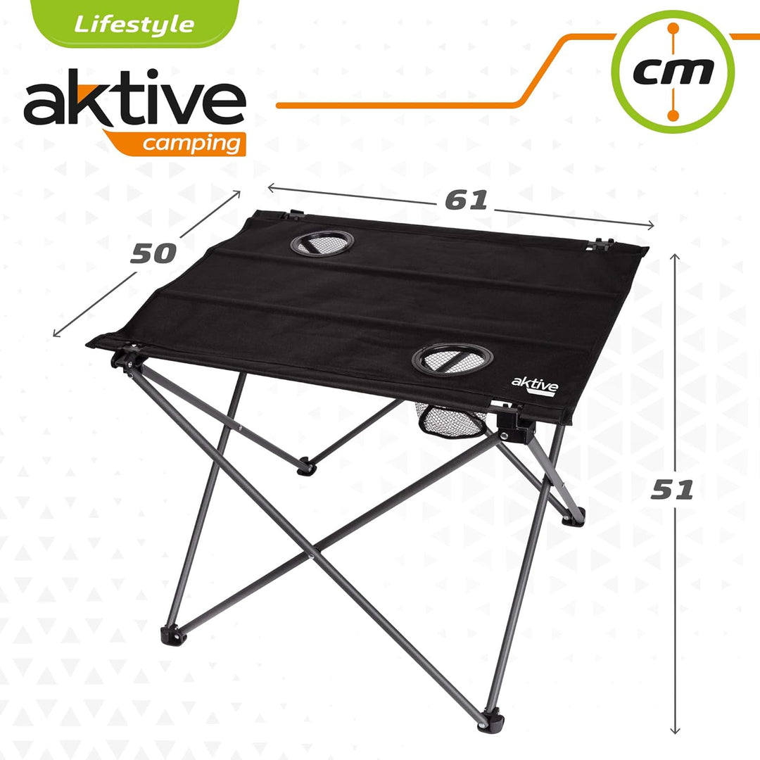 AKTIVE 52843-Klapptisch Textil 61x53x51 cm Camping, Metallrohr + Polyester, rot